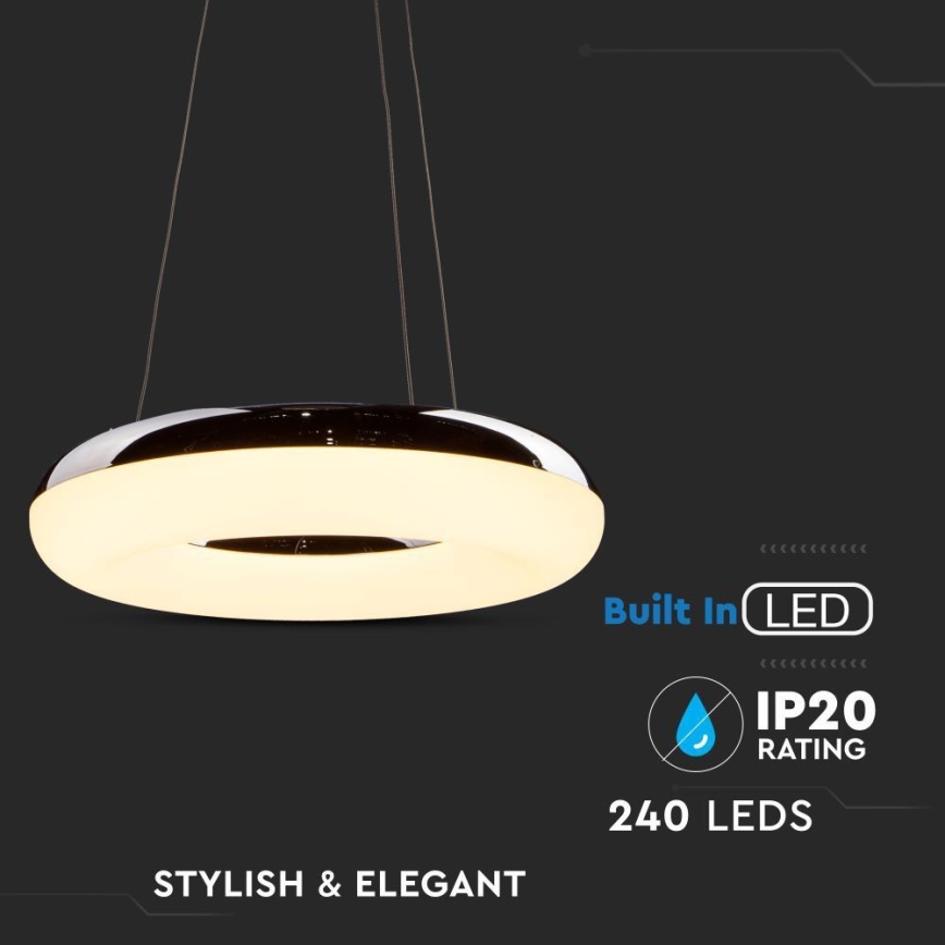 LED Żyrandol na lince LED/40W/230V 3000K śr. 40 cm chrom błyszczący