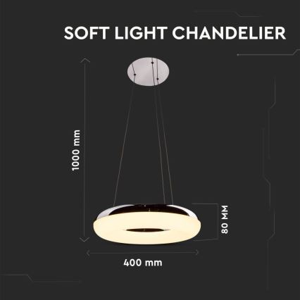 LED Żyrandol na lince LED/40W/230V 3000K śr. 40 cm chrom błyszczący