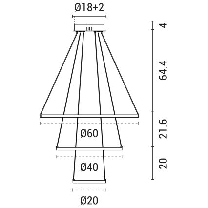 LED Żyrandol na lince LED/42W/230V 3000K czarny