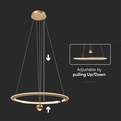 LED Żyrandol na lince LED/45W/230V 4000K śr. 62 cm złoty