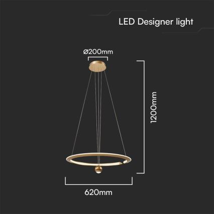 LED Żyrandol na lince LED/45W/230V 4000K śr. 62 cm złoty