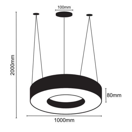 LED Żyrandol na lince LED/50W/230V 4000K śr. 100 cm czarny