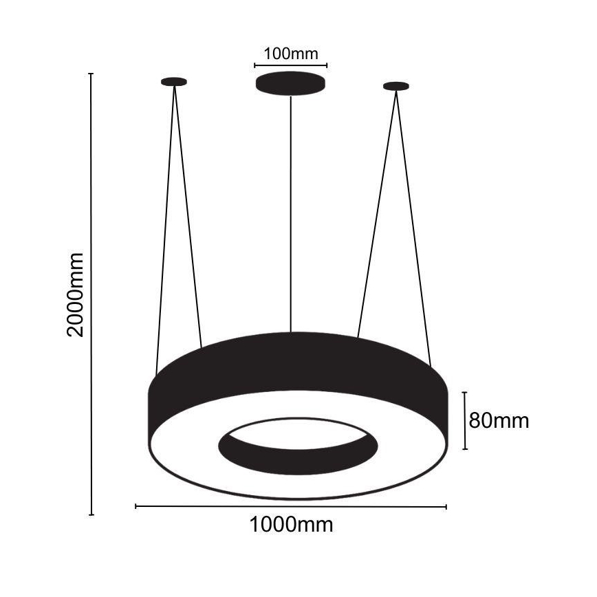 LED Żyrandol na lince LED/50W/230V 4000K śr. 100 cm czarny