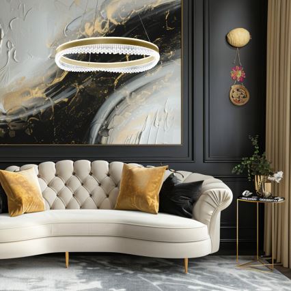 LED Żyrandol na lince LED/52W/230V śr. 60 cm złoty