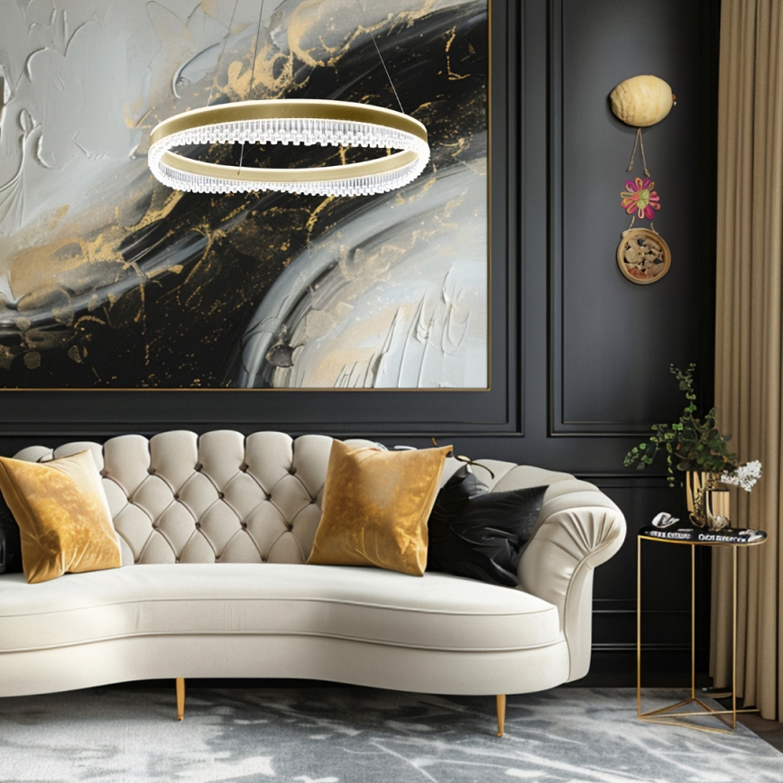 LED Żyrandol na lince LED/52W/230V śr. 60 cm złoty