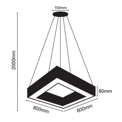 LED Żyrandol na lince LED/55W/230V 4000K 80x80 cm