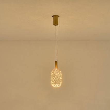 LED Żyrandol na lince LED/6,3W/230V 3000K złoty śr. 20 cm