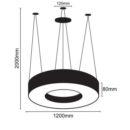 LED Żyrandol na lince LED/60W/230V 4000K śr. 120 cm czarny