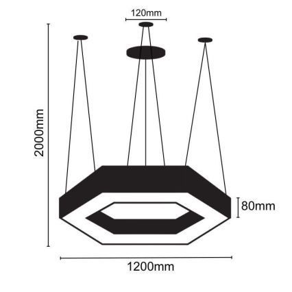 LED Żyrandol na lince LED/60W/230V 4000K śr. 120 cm