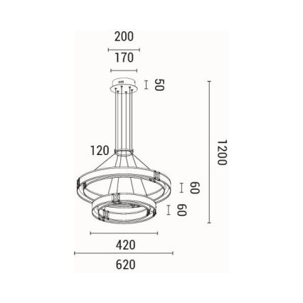 LED Żyrandol na lince LED/62W/230V 3000K 62x120 cm