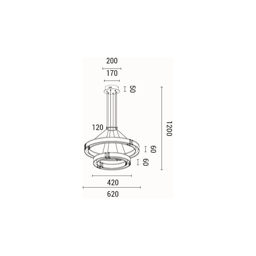 LED Żyrandol na lince LED/62W/230V 3000K 62x120 cm