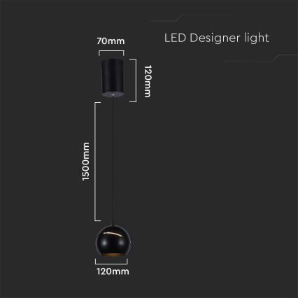 LED Żyrandol na lince LED/8,5W/230V 3000K czarny