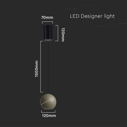 LED Żyrandol na lince LED/8,5W/230V 3000K złoty