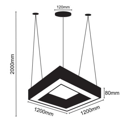 LED Żyrandol na lince LED/80W/230V 4000K 120x120 cm czarny