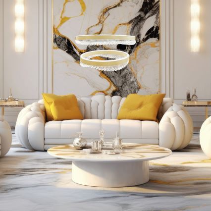 LED Żyrandol na lince LED/85W/230V śr. 60 cm złoty