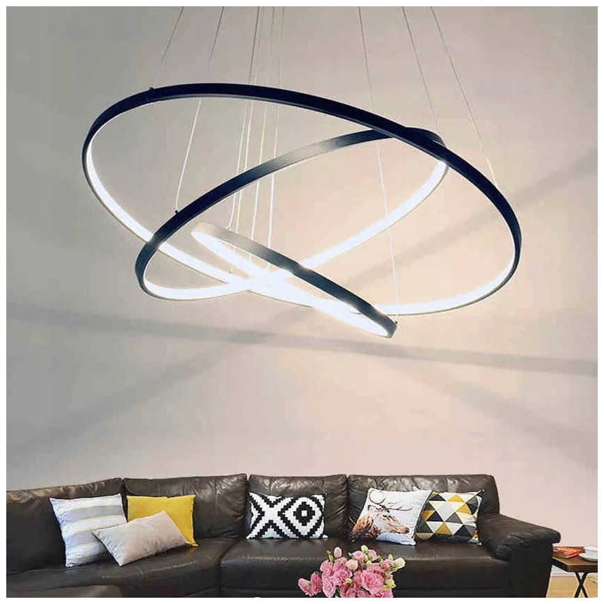LED Żyrandol na lince LED/90W/230V śr. 80 cm czarny