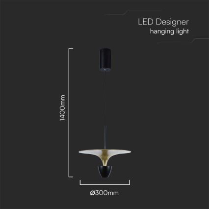 LED Żyrandol na lince LED/9W/230V 4000K czarny/złoty