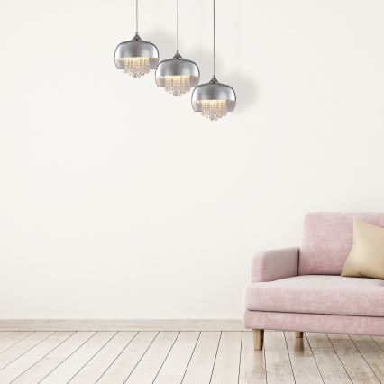 LED Żyrandol na lince LUNA 3xE14/40W/230V