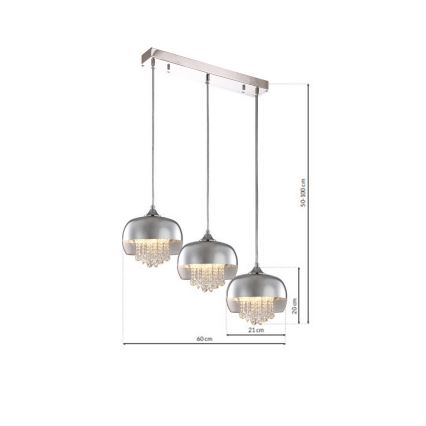 LED Żyrandol na lince LUNA 3xE14/40W/230V