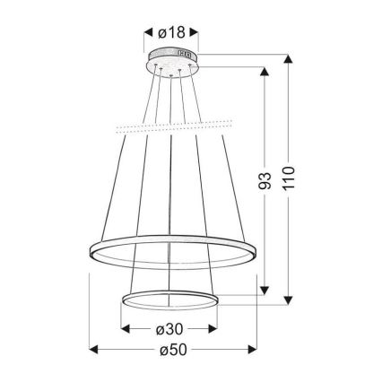 LED Żyrandol na lince LUNE LED/40W/230V
