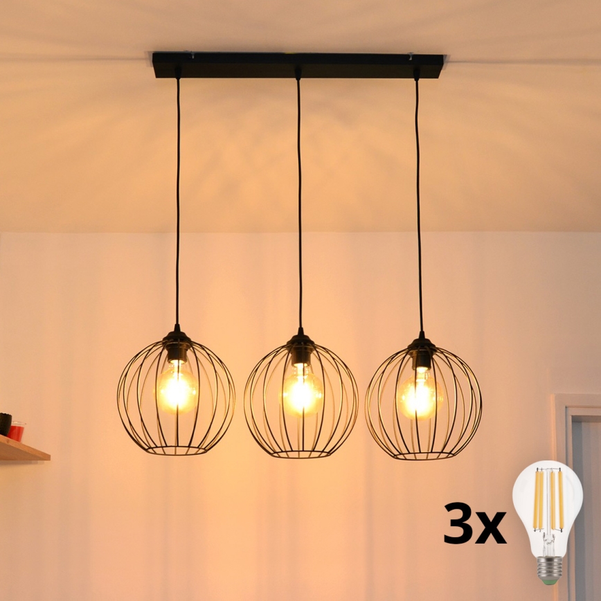 LED Żyrandol na lince MERCURE 3xE27/15W/230V