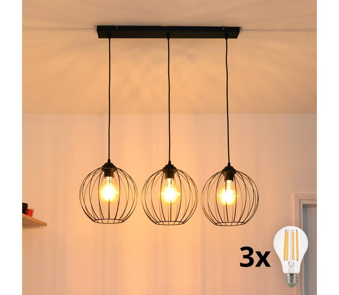 LED Żyrandol na lince MERCURE 3xE27/15W/230V