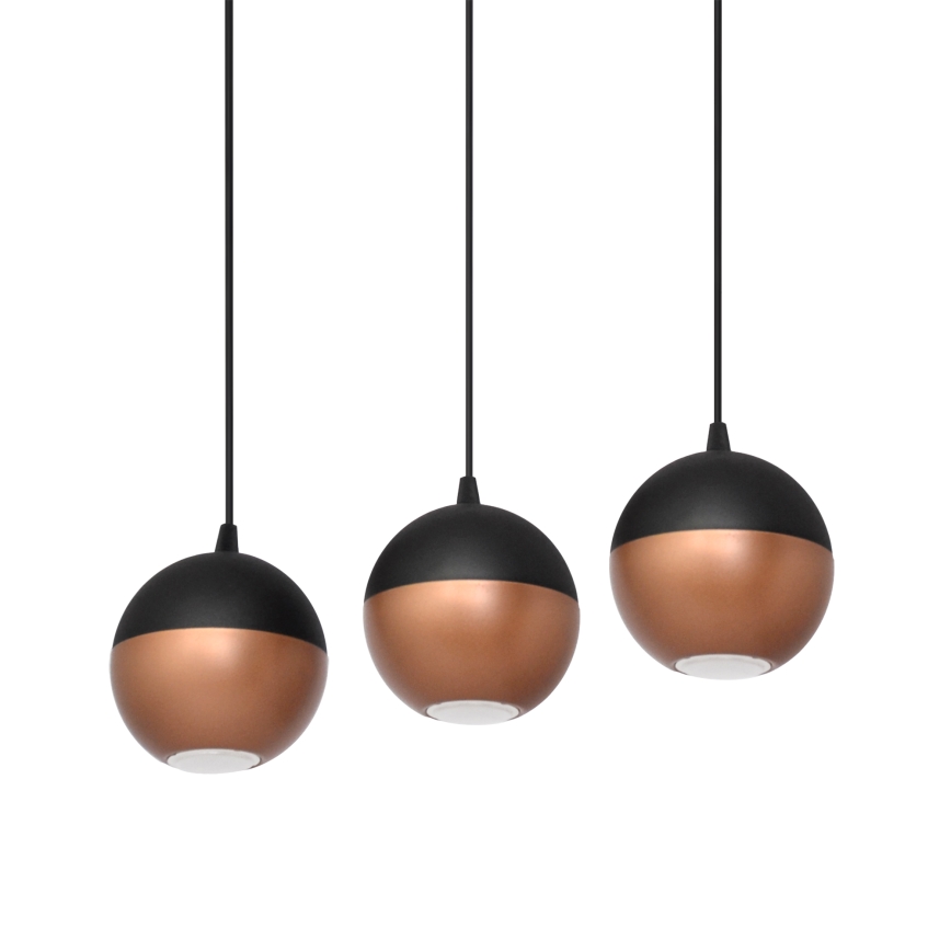 LED Żyrandol na lince MIDWAY 3xGU10/4,8W/230V czarny/miedź