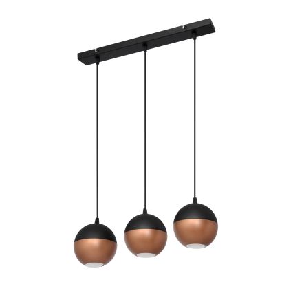 LED Żyrandol na lince MIDWAY 3xGU10/4,8W/230V czarny/miedź