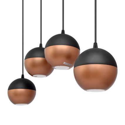 LED Żyrandol na lince MIDWAY 4xGU10/4,8W/230V czarne/miedź