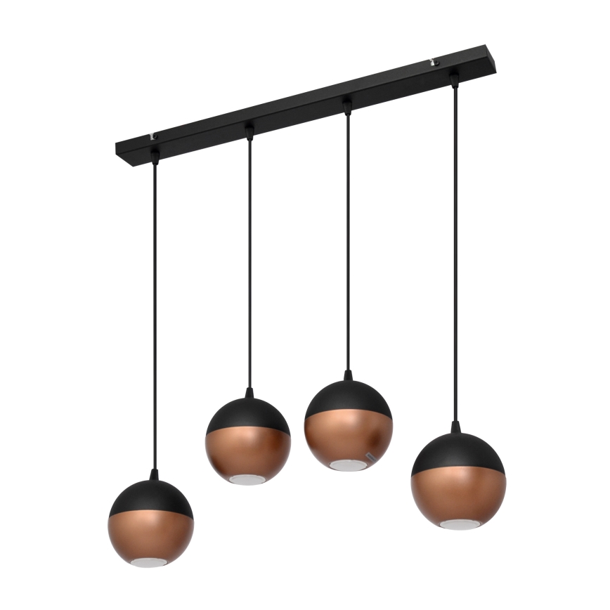 LED Żyrandol na lince MIDWAY 4xGU10/4,8W/230V czarne/miedź