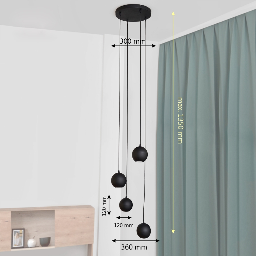 LED Żyrandol na lince MIDWAY 4xGU10/4,8W/230V czarny