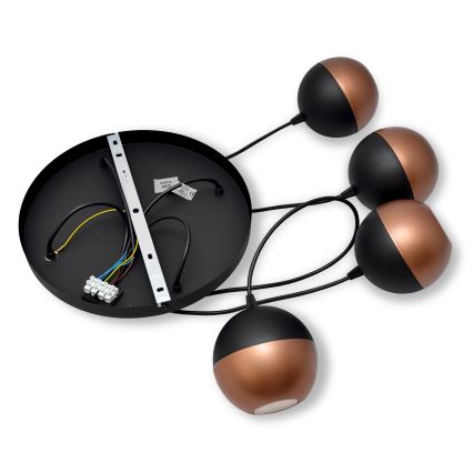 LED Żyrandol na lince MIDWAY 4xGU10/4,8W/230V czarny/miedź