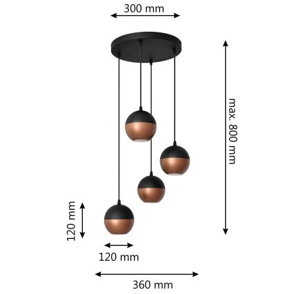LED Żyrandol na lince MIDWAY 4xGU10/4,8W/230V czarny/miedź