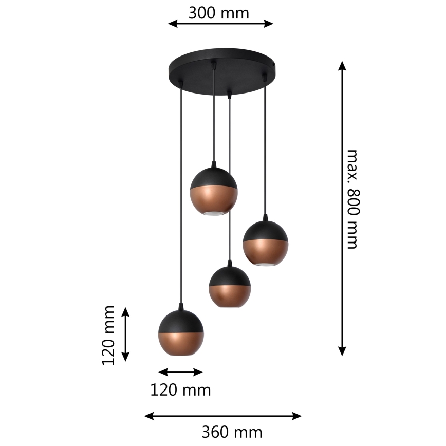LED Żyrandol na lince MIDWAY 4xGU10/4,8W/230V czarny/miedź