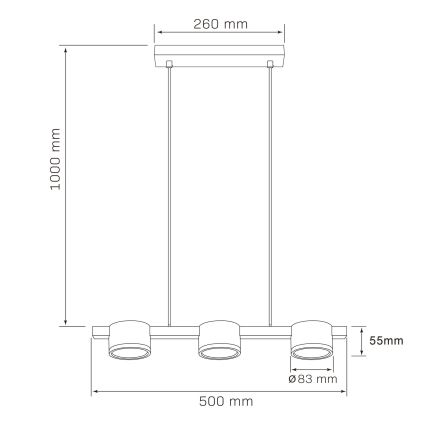 LED Żyrandol na lince MIRELLA 3xGX53/6W/230V czarny