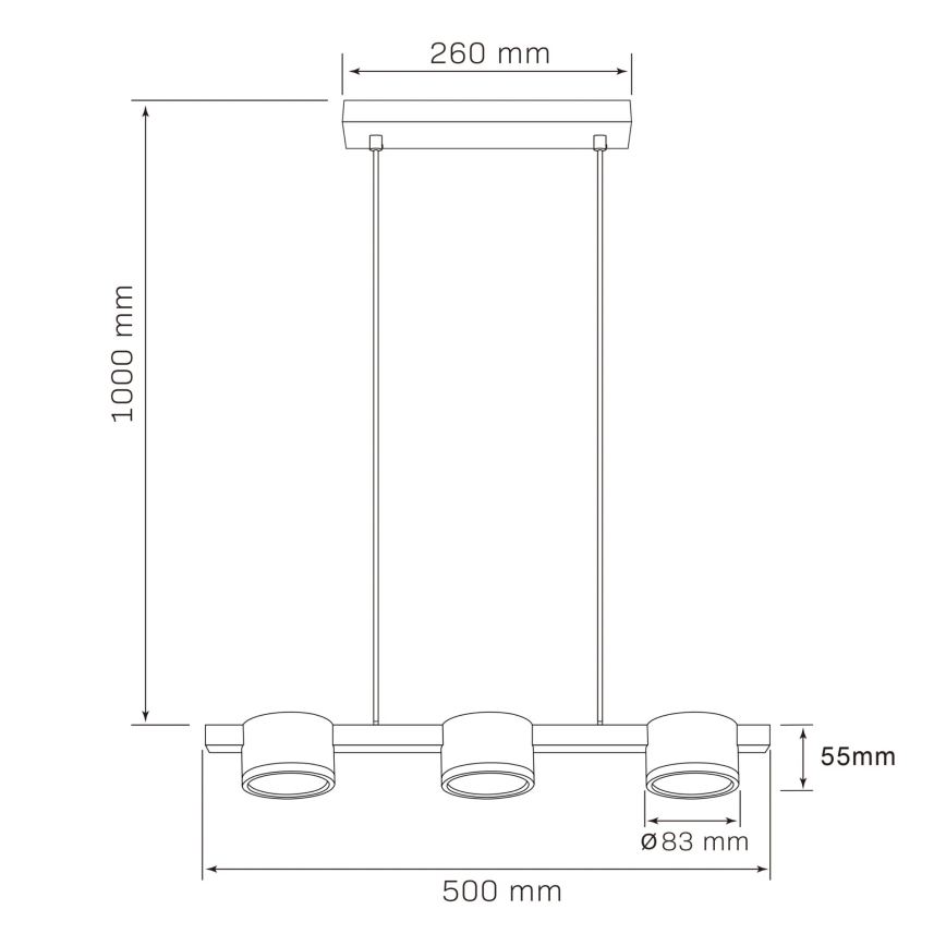LED Żyrandol na lince MIRELLA 3xGX53/6W/230V czarny