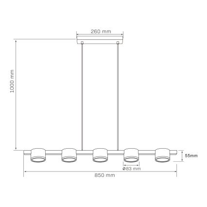 LED Żyrandol na lince MIRELLA 5xGX53/6W/230V czarny