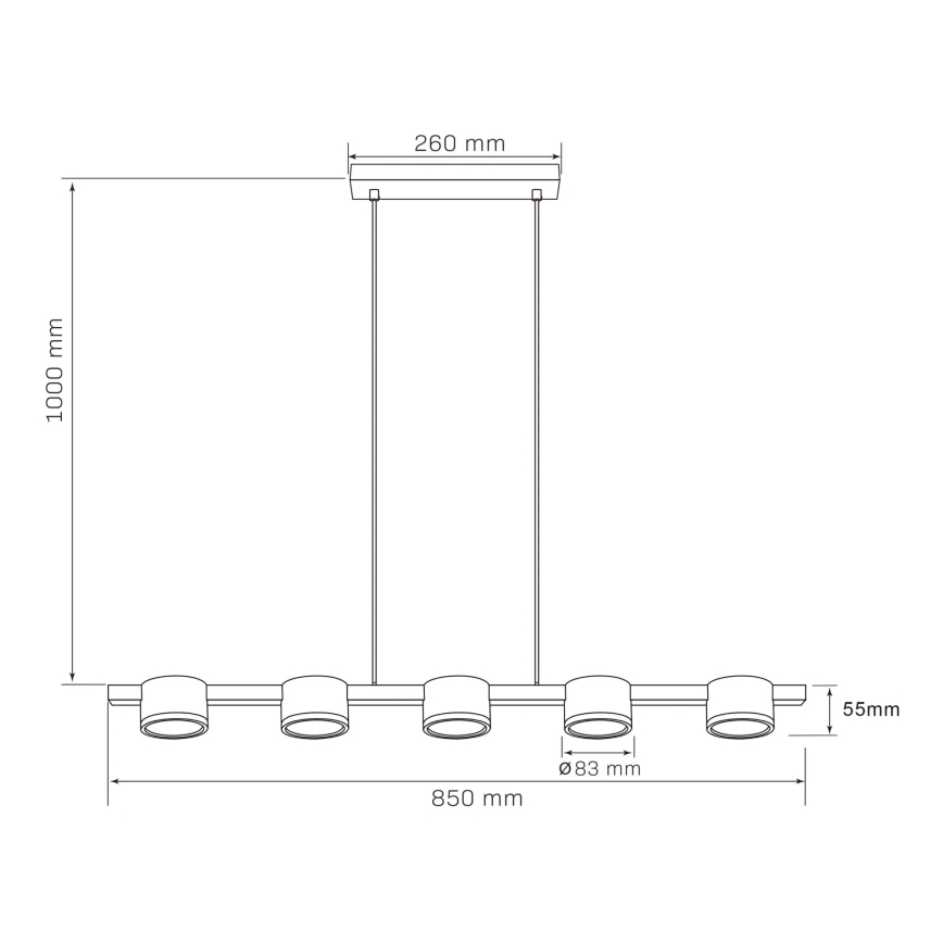 LED Żyrandol na lince MIRELLA 5xGX53/6W/230V czarny