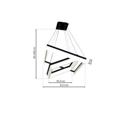 LED Żyrandol na lince NERO 2xLED/80W/230V