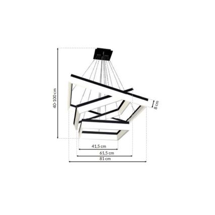 LED Żyrandol na lince NERO 3xLED/140W/230V