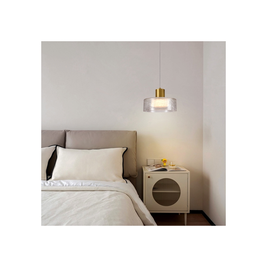 LED Żyrandol na lince NIMBUS LED/8W/230V 3000K złoty/przezroczysty śr. 20 cm