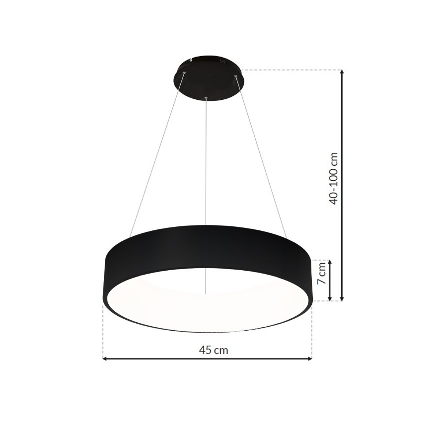 LED Żyrandol na lince OHIO BLACK LED/24W/230V