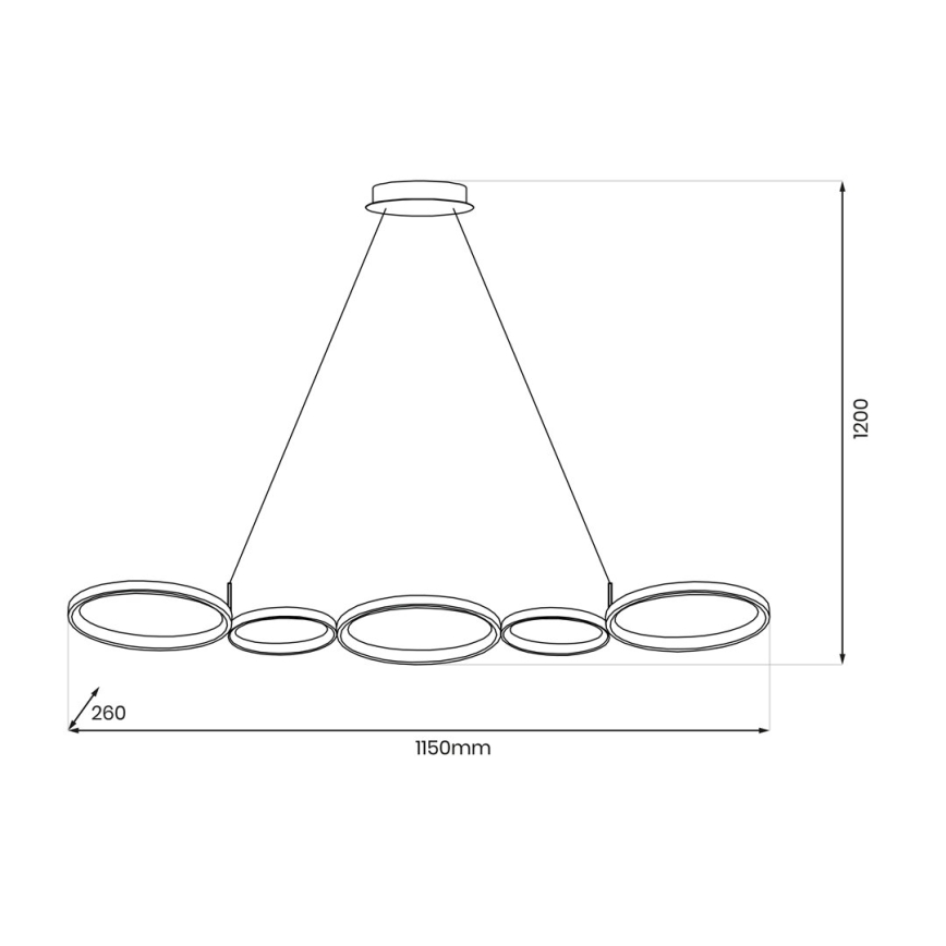 LED Żyrandol na lince OLYMPIA 5xLED/10W/230V szary