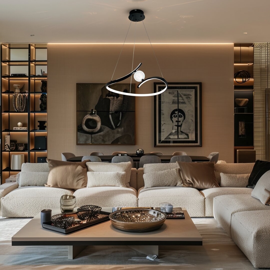 LED Żyrandol na lince PERLA LED/34W/230V czarny