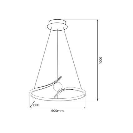 LED Żyrandol na lince PERLA LED/34W/230V czarny