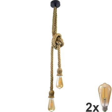 LED Żyrandol na lince ROPE 2xE27/10W/230V