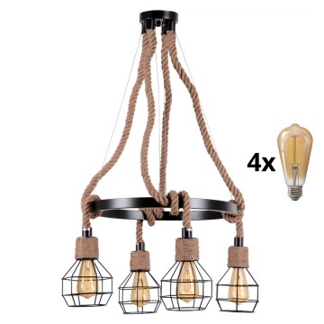 LED Żyrandol na lince ROPE ALEGRA 4xE27/10W/230V