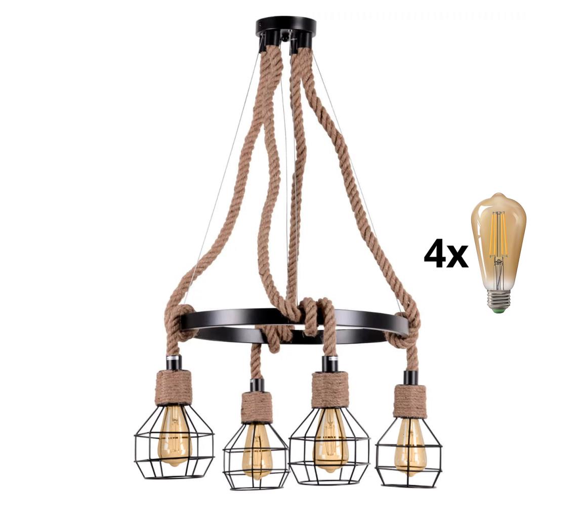 LED Żyrandol na lince ROPE ALEGRA 4xE27/10W/230V