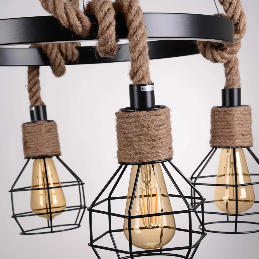 LED Żyrandol na lince ROPE ALEGRA 4xE27/10W/230V