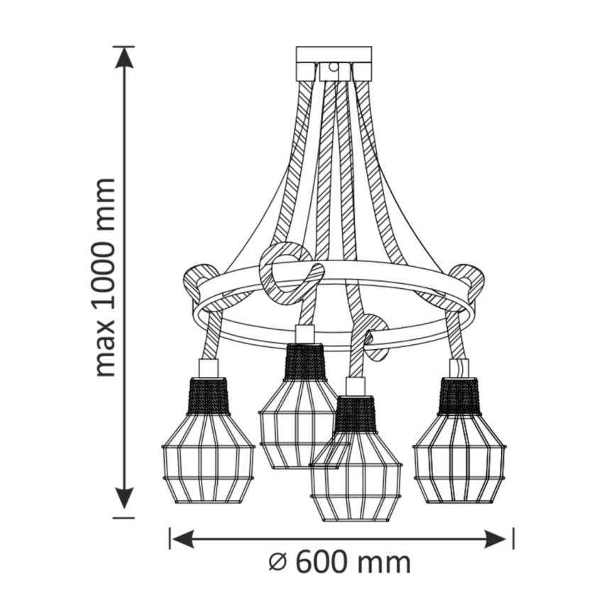 LED Żyrandol na lince ROPE ALEGRA 4xE27/10W/230V